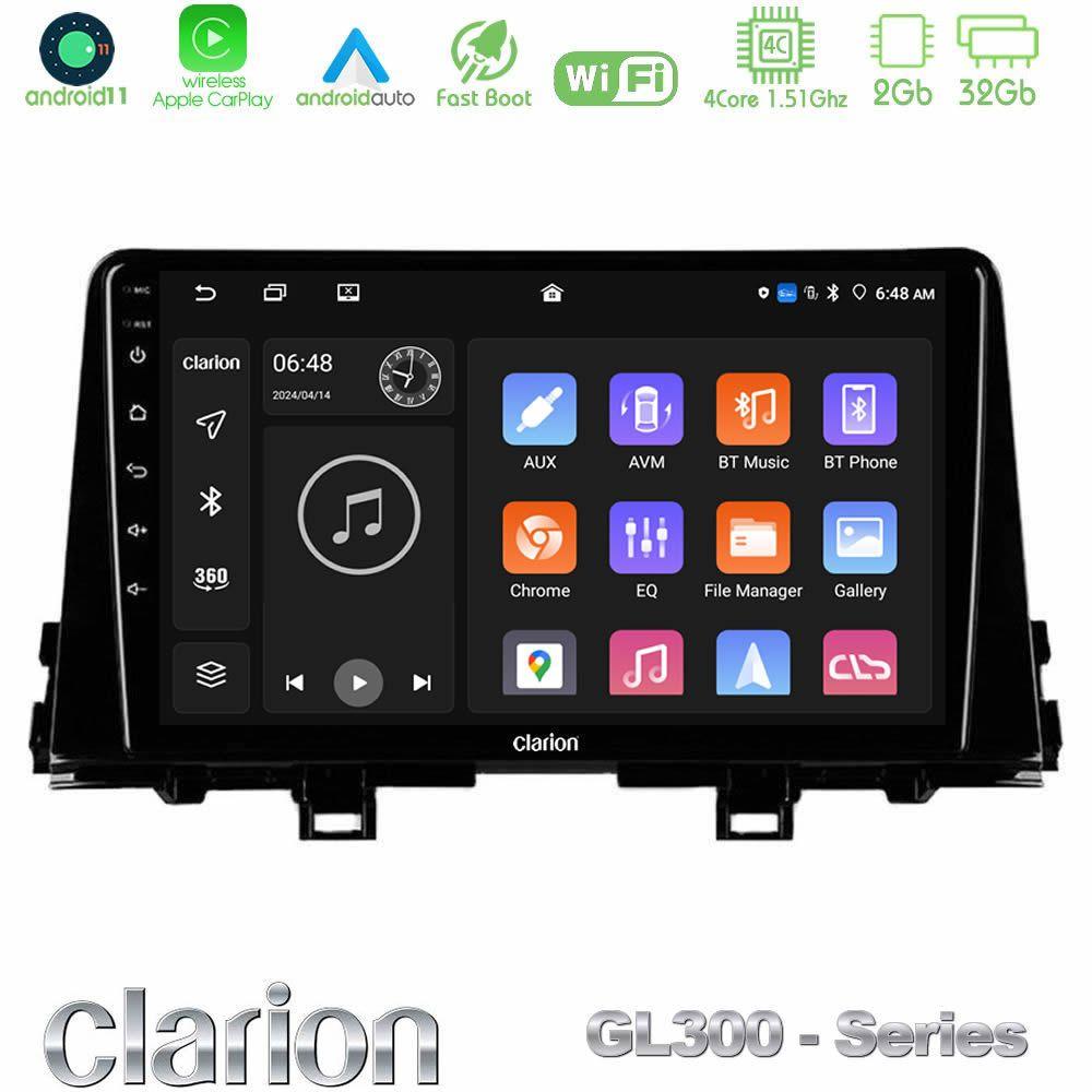 Clarion GL300 Series 4Core Android11 2+32GB Kia Picanto 2017-2021 Navigation Multimedia Tablet 9" Με Carplay & Android Auto - U-GL3-KI0756