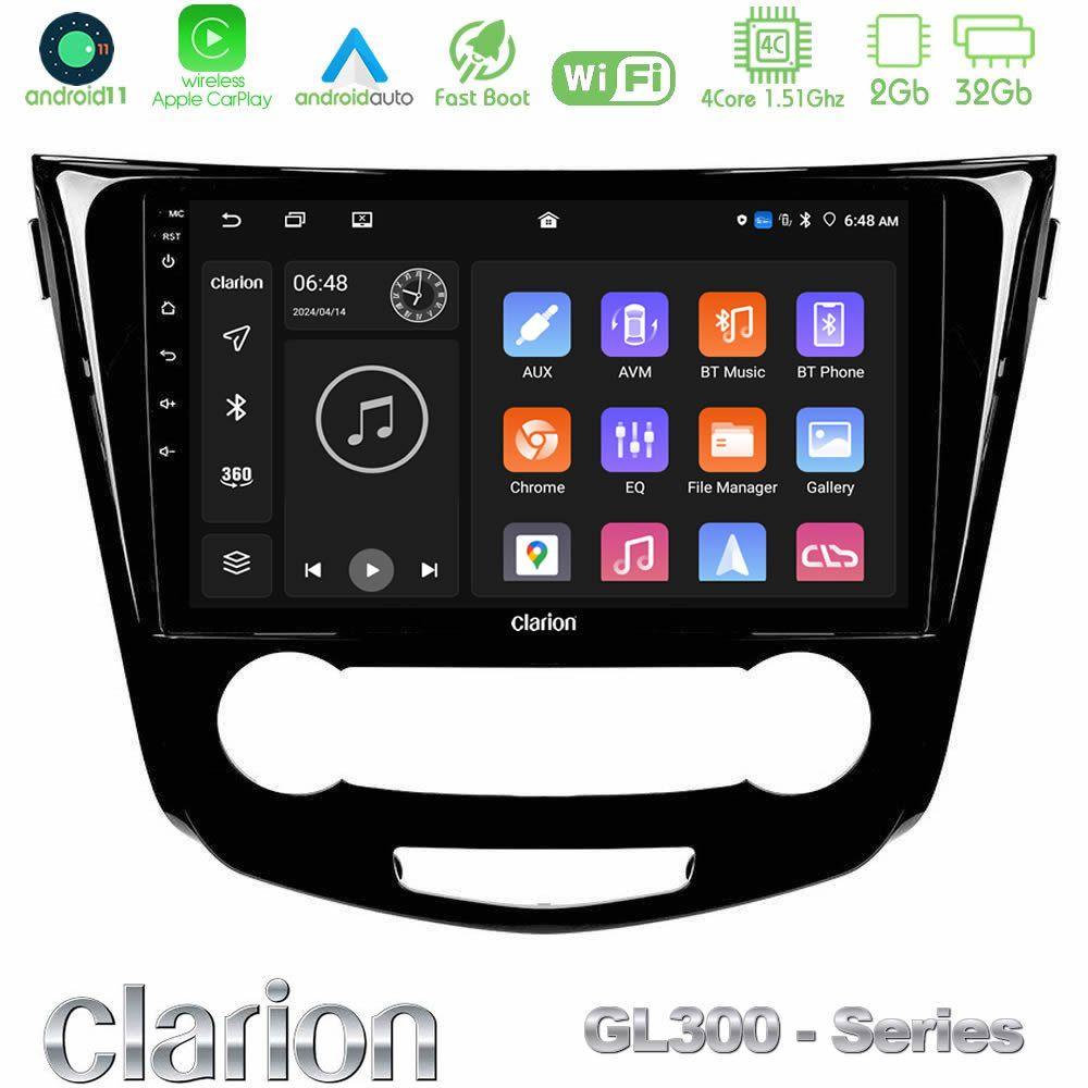 Clarion GL300 Series 4Core Android11 2+32GB Nissan Qashqai J11 (Manual A/C) Navigation Multimedia Tablet 10" Με Carplay & Android Auto - U-GL3-NS0004M