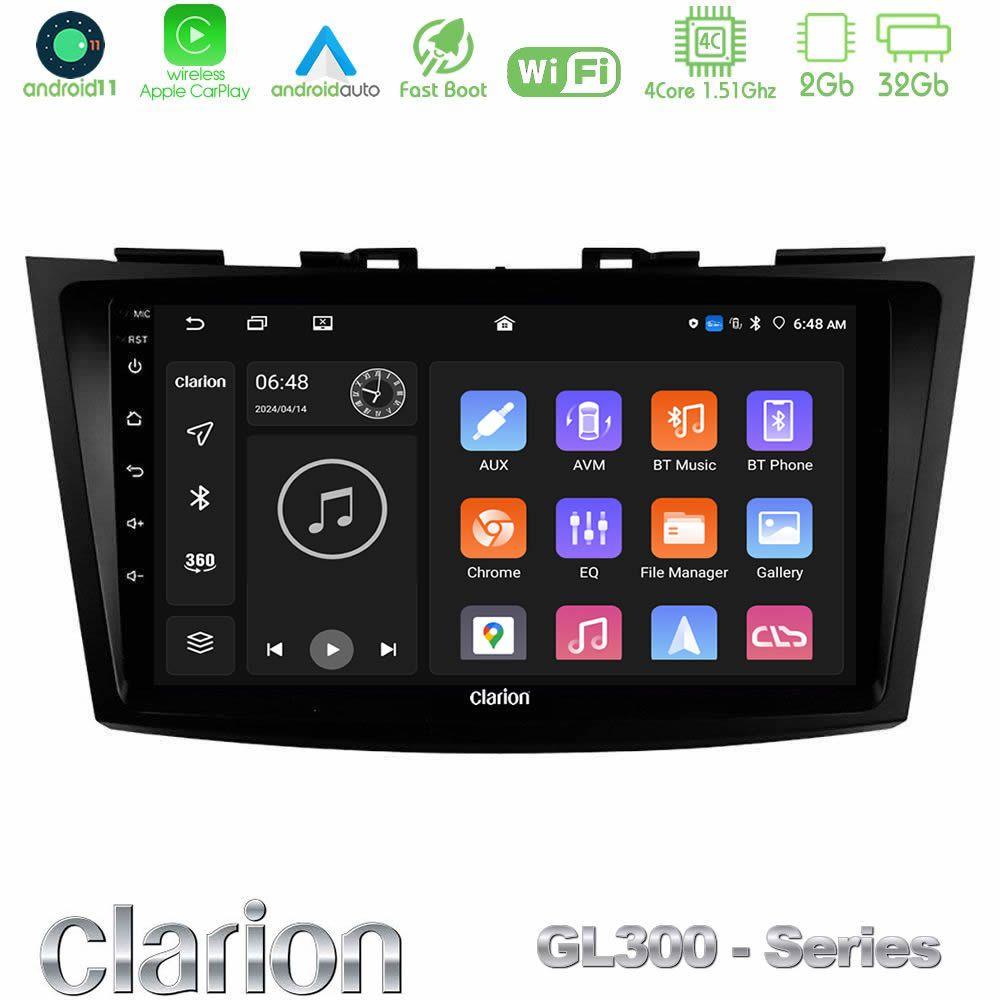 Clarion GL300 Series 4Core Android11 2+32GB Suzuki Swift 2011-2016 Navigation Multimedia Tablet 9" Με Carplay & Android Auto - U-GL3-SZ523
