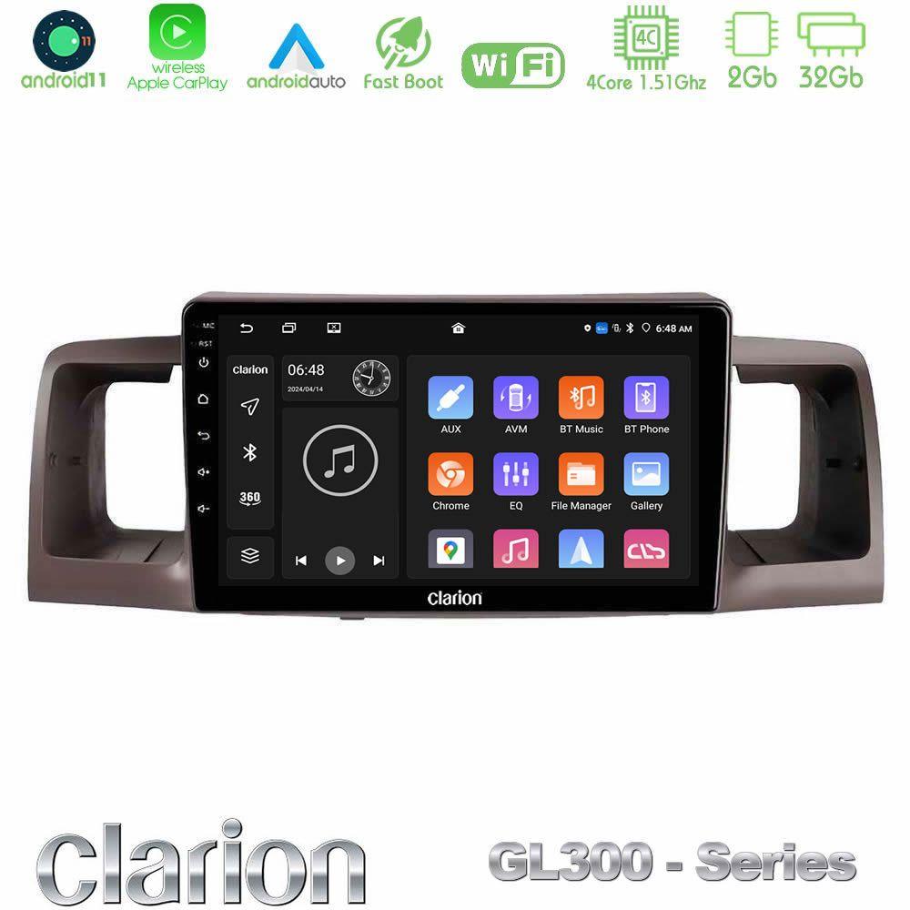 Clarion GL300 Series 4Core Android11 2+32GB Toyota Corolla 2002-2006 Navigation Multimedia Tablet 9" Με Carplay & Android Auto - U-GL3-TY0254