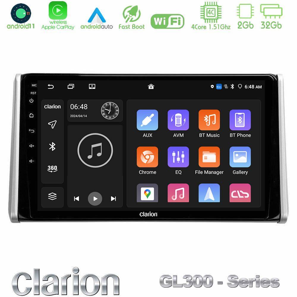 Clarion GL300 Series 4Core Android11 2+32GB Toyota RAV4 2019-2023 Navigation Multimedia Tablet 10" Με Carplay & Android Auto - U-GL3-TY0542