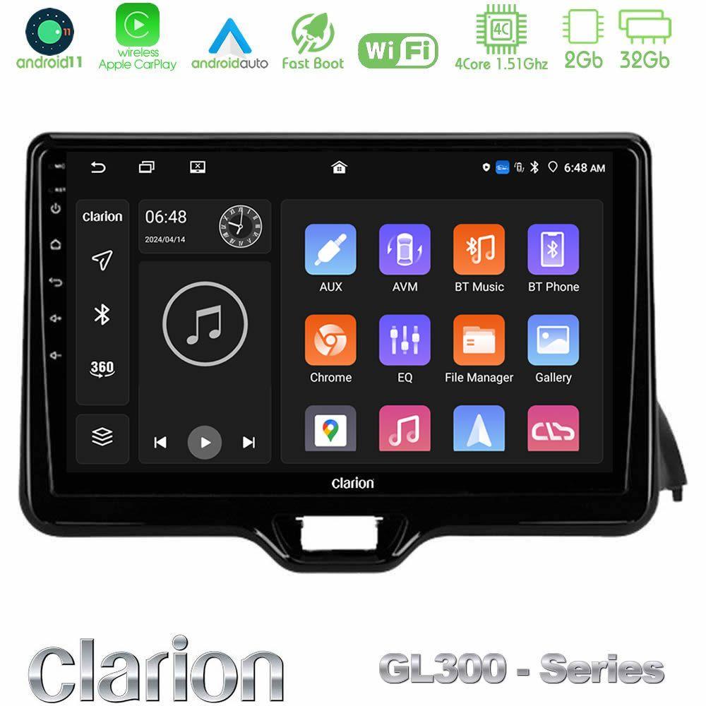 Clarion GL300 Series 4Core Android11 2+32GB Toyota Yaris 2020-> Navigation Multimedia Tablet 10" Με Carplay & Android Auto - U-GL3-TY1079