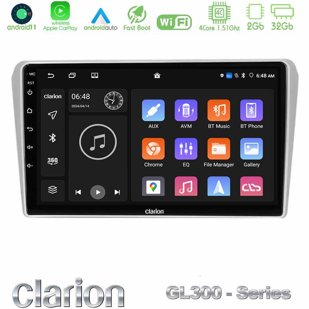 Clarion GL300 Series 4Core Android11 2+32GB Toyota Avensis T25 02/2003–2008 Navigation Multimedia Tablet 9" Με Carplay & Android Auto - U-GL3-TY412N