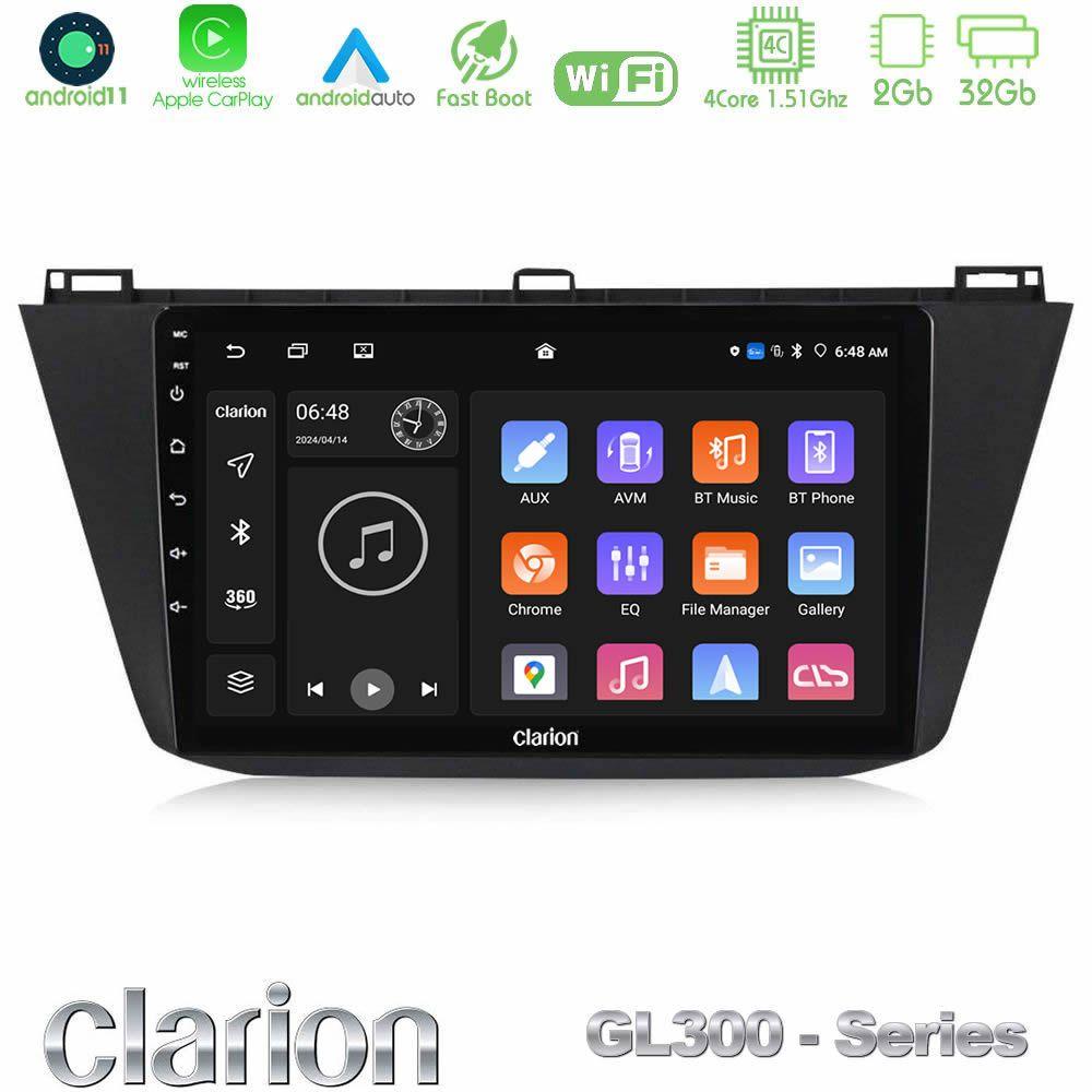 Clarion GL300 Series Vw Tiguan 2016-2022 4Core Android11 2+32GB Navigation Multimedia Tablet 10" Με Carplay & Android Auto - U-GL3-VW0082