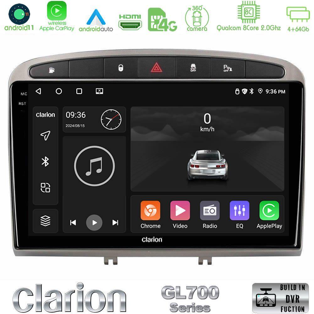 Clarion GL700 Series 8Core Android13 4+64GB Peugeot 308/RCZ Navigation Multimedia Tablet 9" (Ασημί Χρώμα) Με Carplay & Android Auto - U-GL7-PG705S