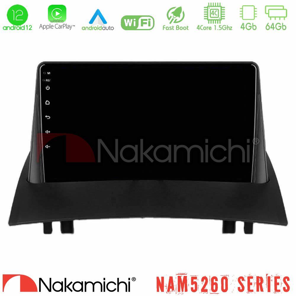 Nakamichi NAM5260 Series 4Core Android12 4+64GB Renault Megane 2 2002-2008 Navigation Multimedia Tablet 9" Με Carplay & Android Auto - U-N44-RN0717