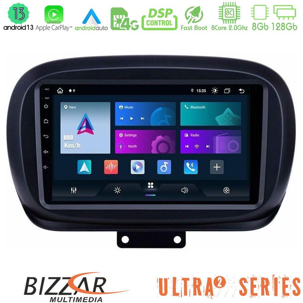 Bizzar Ultra Series Fiat 500X 8core Android13 8+128GB Navigation Multimedia Tablet 9" - U-UL2-FT0534