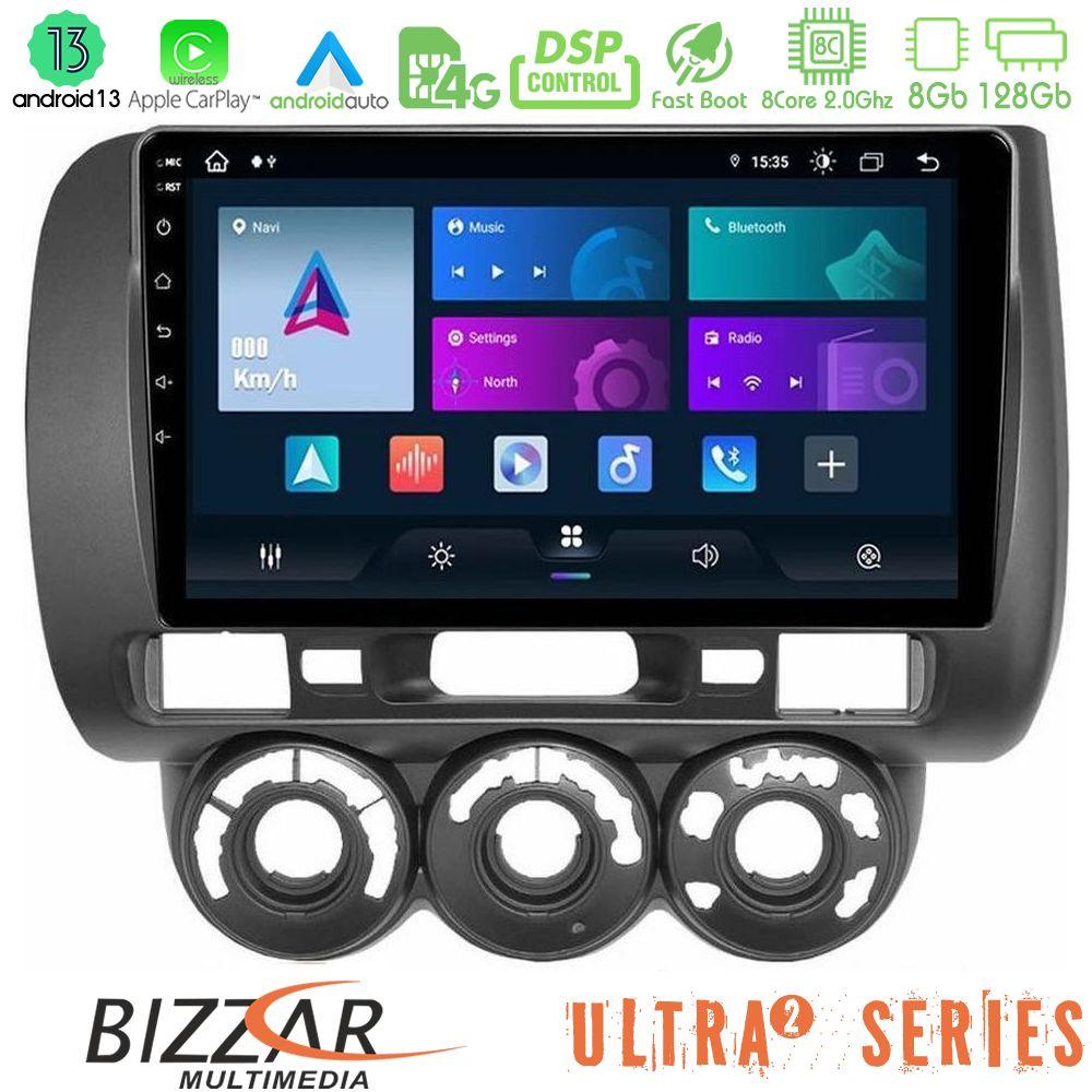 Bizzar Ultra Series Honda Jazz 2002-2008 (Manual A/C) 8core Android13 8+128GB Navigation Multimedia Tablet 9" - U-UL2-HD0589