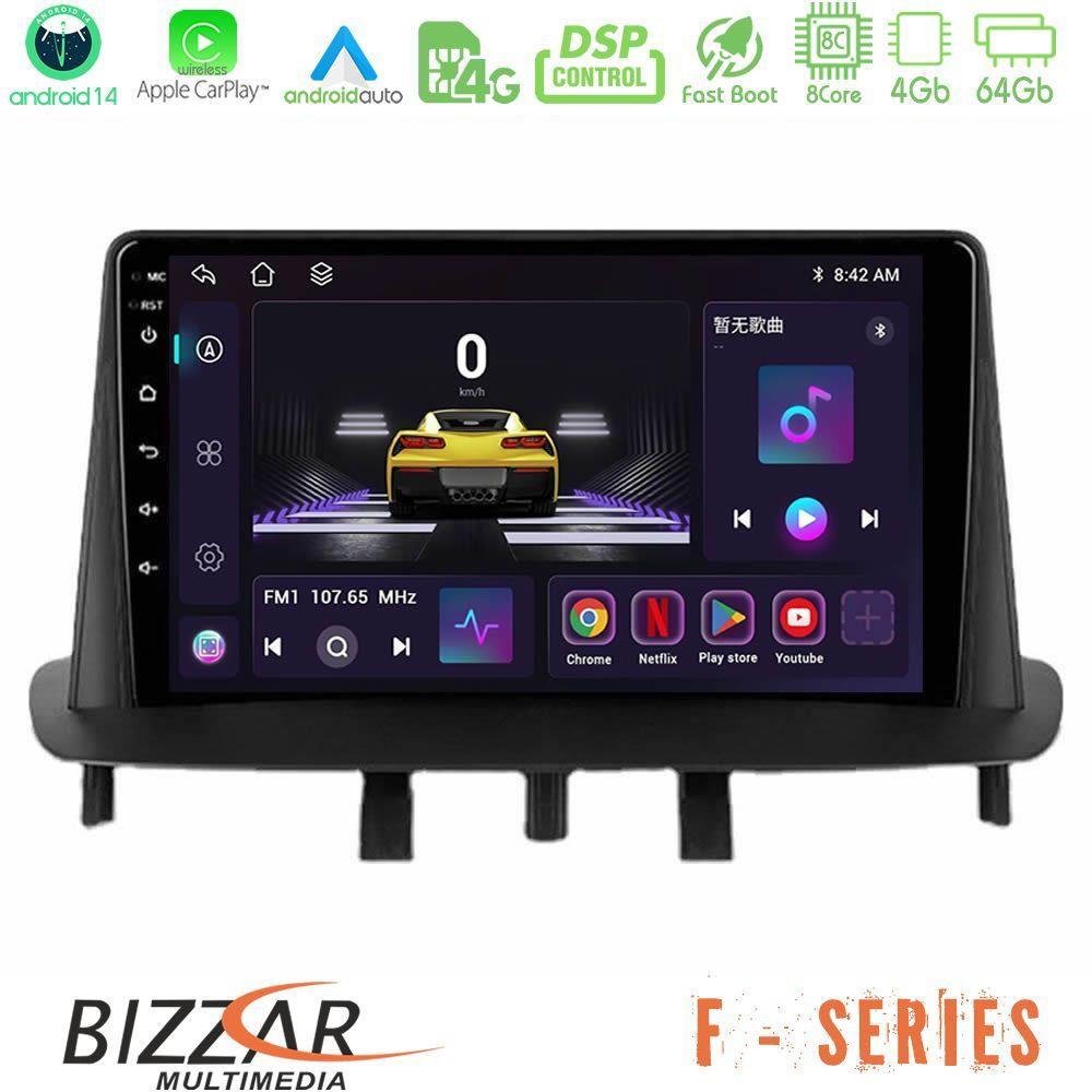Bizzar F Series 8Core Android14 4+64GB  Renault Megane 3 2009-2013 Navigation Multimedia Tablet 9" Με Carplay & Android Auto - U-F-RN0718