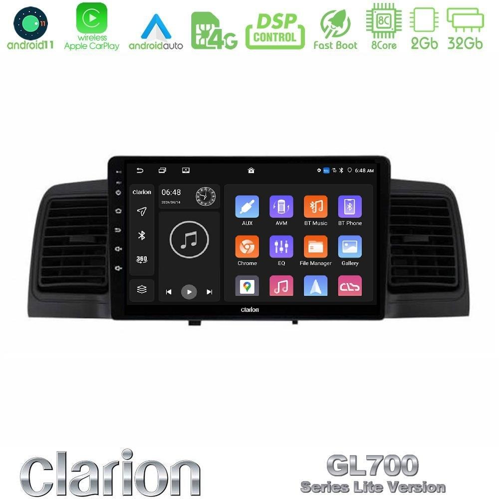 Clarion GL700 Lite Series 8Core Android11 2+32GB Toyota Corolla 2002-2006 Navigation Multimedia Tablet 9" Με Carplay & Android Auto - U-G72L-TY0254BL