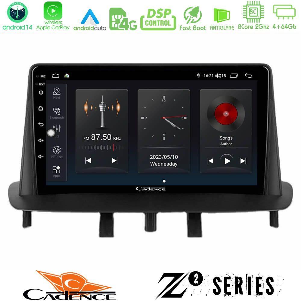 Cadence Z2 Series 8Core Android14 4+64GB  Renault Megane 3 2009-2013 Navigation Multimedia Tablet 9" Με Carplay & Android Auto - U-Z2-RN0718