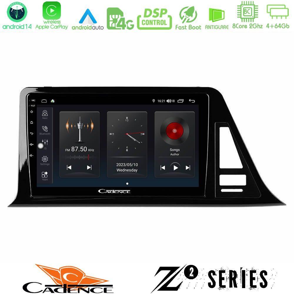 Cadence Z2 Series 8Core Android14 4+64GB  Toyota CH-R (Χωρίς Εργ.Οθόνη) Navigation Multimedia Tablet 9"  Με Carplay & Android Auto - U-Z2-TY0301