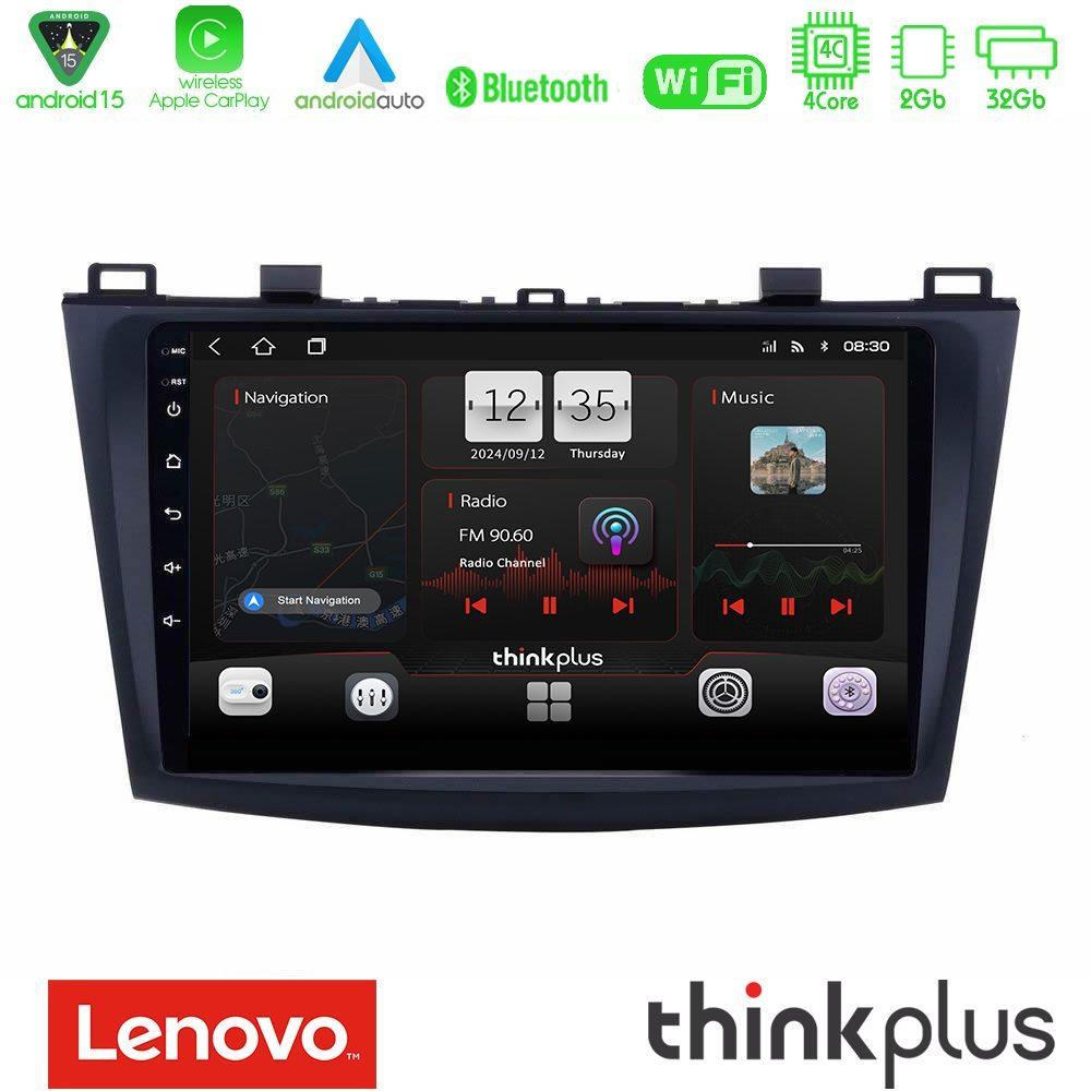 Lenovo Thinkplus Series 4Core Android15 2+32GB  Mazda 3 2009-2014 Navigation Multimedia Tablet 9" Με Carplay & Android Auto - U-SQZ-MZ0228