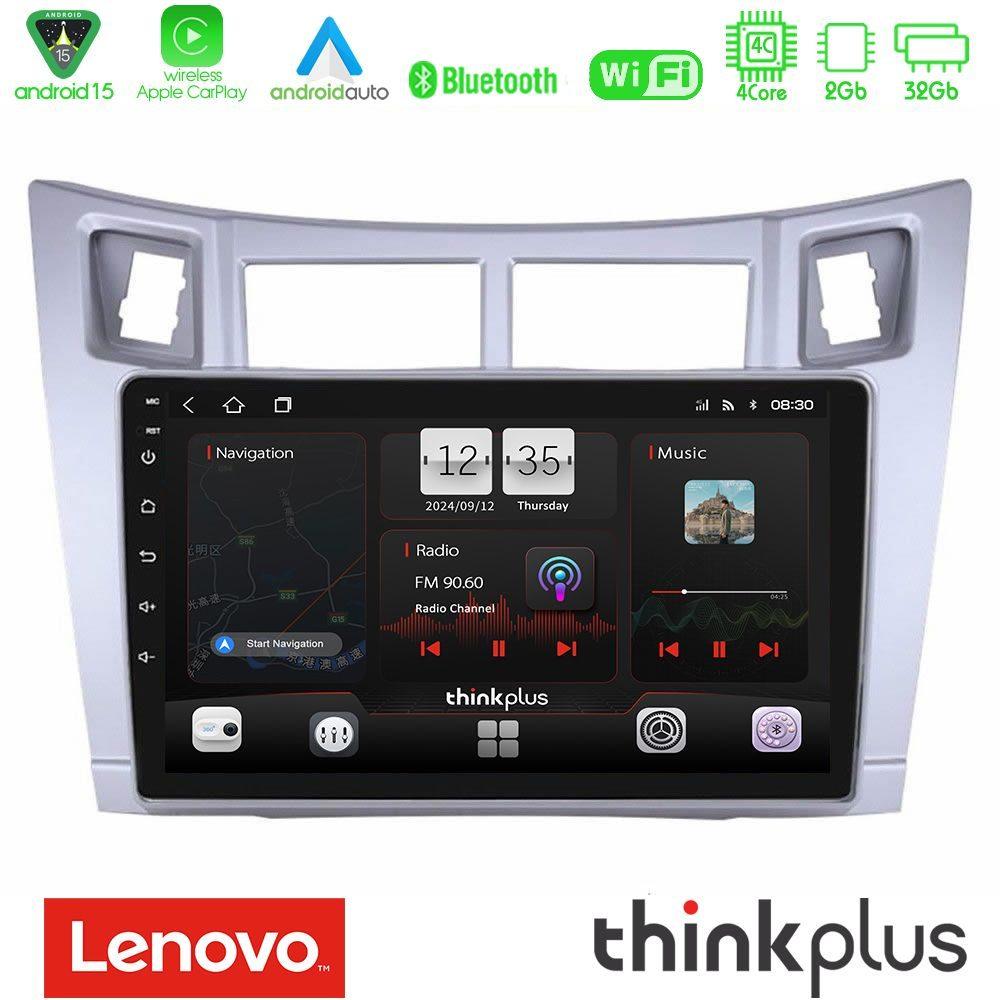 Lenovo Thinkplus Series 4Core Android15 2+32GB  Toyota Yaris Navigation Multimedia Tablet 9" (Ασημί Χρώμα) Με Carplay & Android Auto - U-SQZ-TY626S