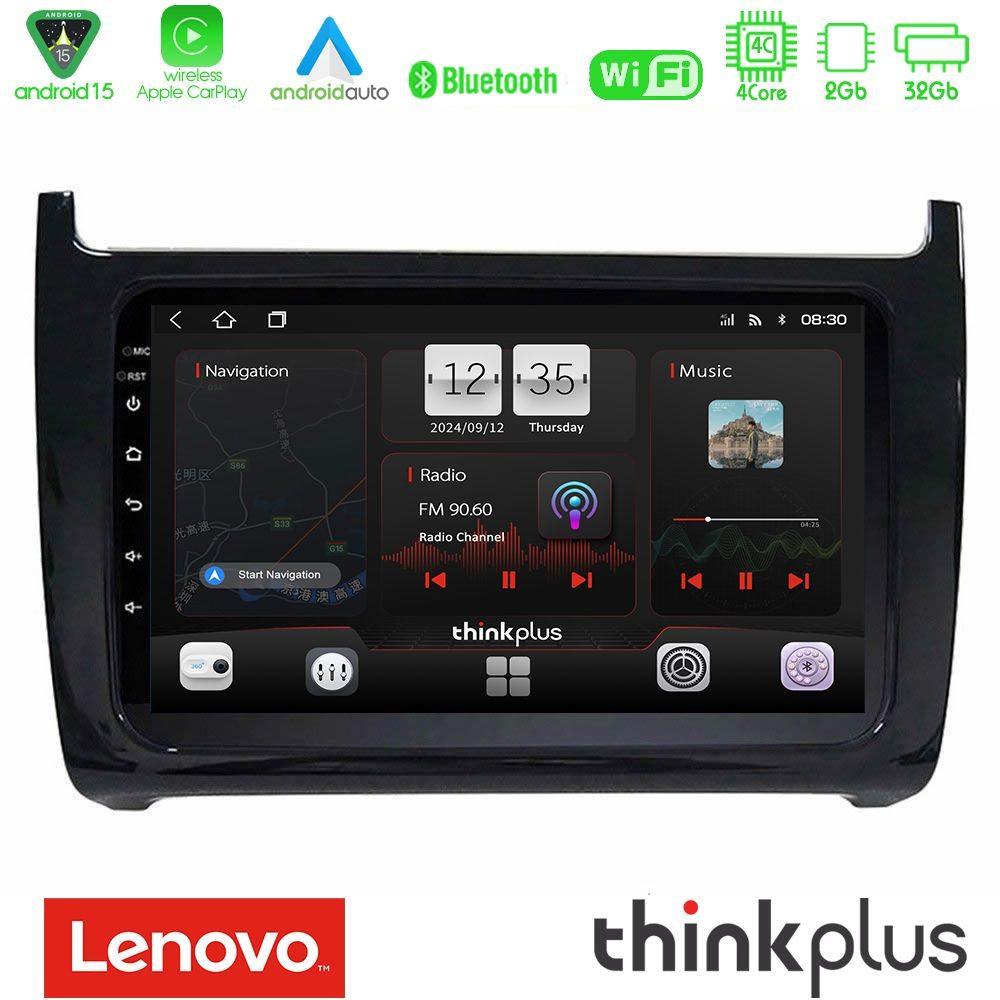 Lenovo Thinkplus Series 4Core Android15 2+32GB  Vw Polo Navigation Multimedia Tablet 9" Με Carplay & Android Auto - U-SQZ-VW6901BL