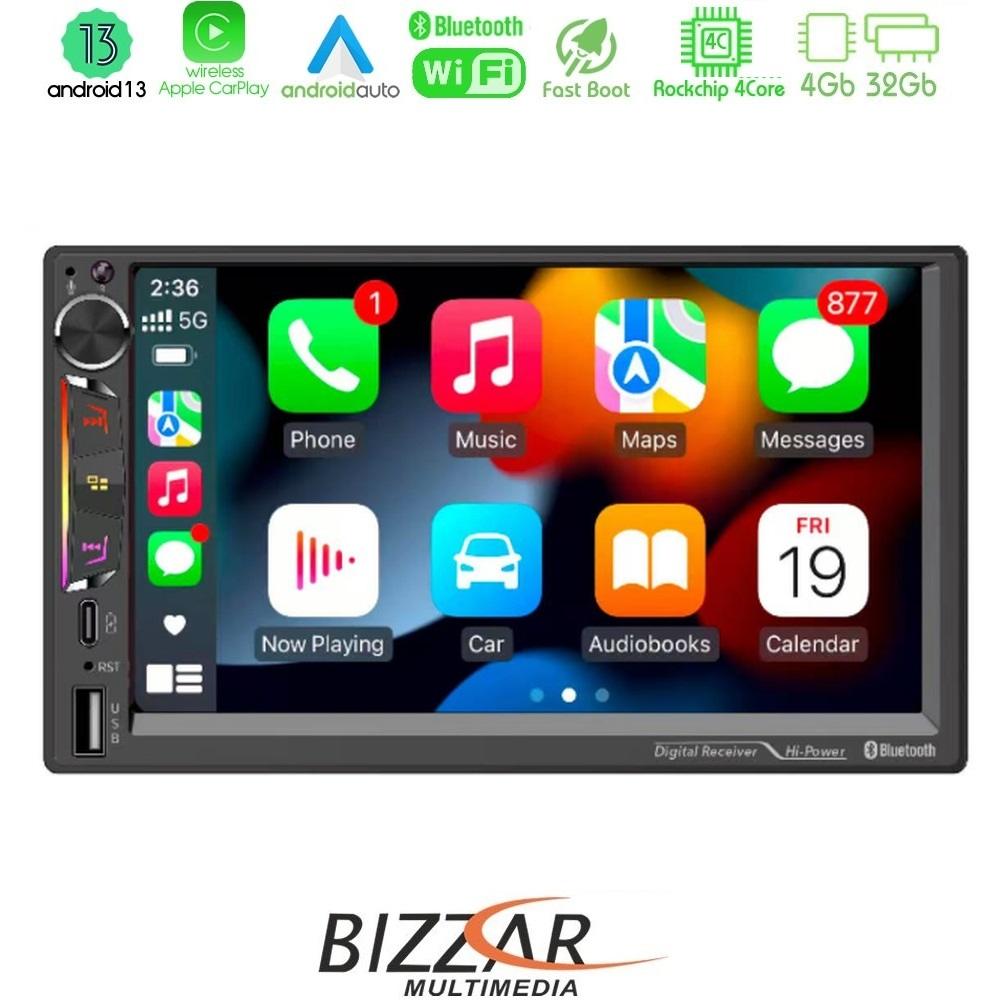 Bizzar 2DIN Deck 4core Android13 4+32GB Navigation Multimedia Deckless 7" με Carplay/AndroidAuto - U-BZ-CA701Α