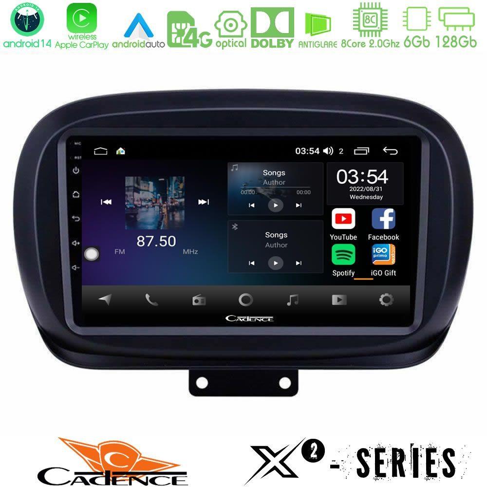 Cadence X2 Series 8Core Android14 6+128GB  Fiat 500X Navigation Multimedia Tablet 9" - U-X2-FT0534