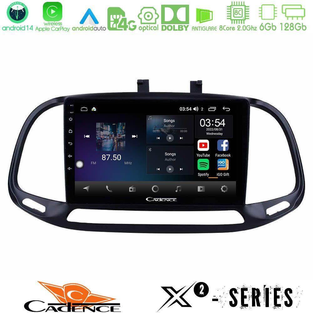Cadence X2 Series 8Core Android14 6+128GB  Fiat Doblo 2015-2022 Navigation Multimedia Tablet 9" - U-X2-FT0909