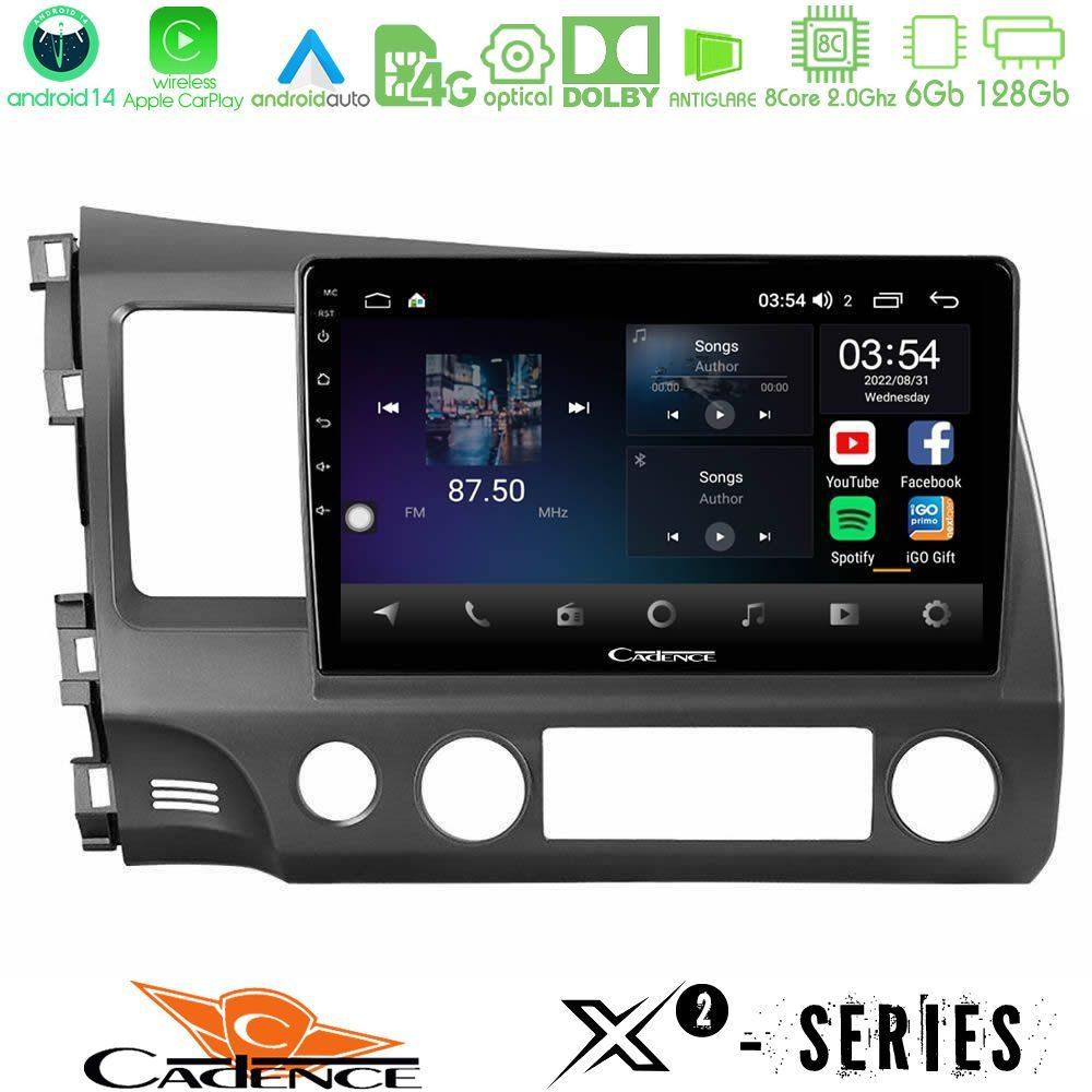 Cadence X2 Series 8Core Android14 6+128GB  Honda Civic 2006-2011 Navigation Multimedia Tablet 9" - U-X2-HD908