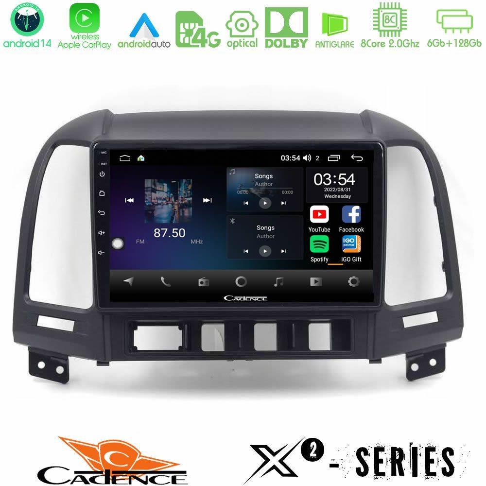 Cadence X2 Series 8Core Android14 6+128GB Hyundai Santa Fe 2006-2013 Navigation Multimedia Tablet 10" - U-X2-HY0624