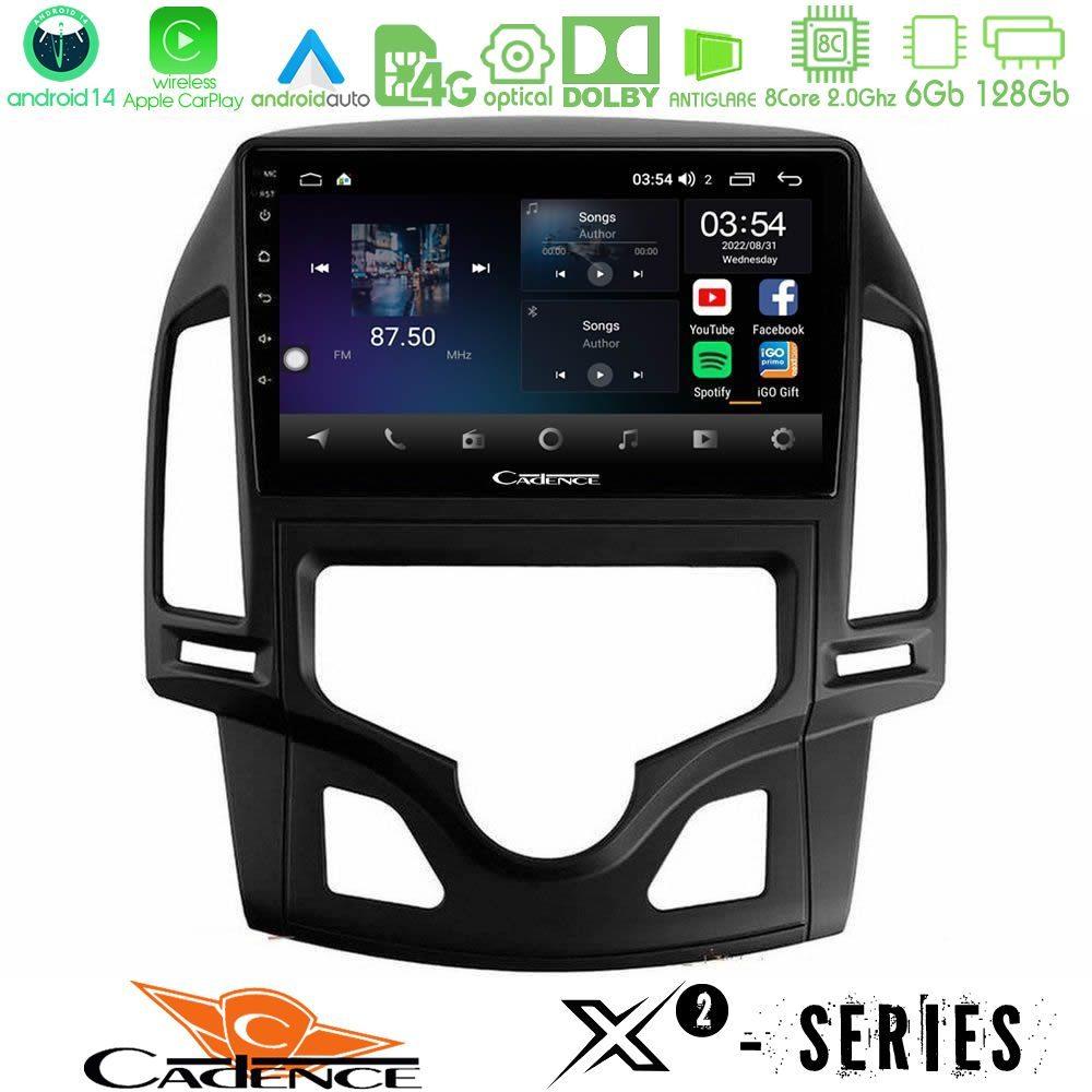 Cadence X2 Series 8Core Android14 6+128GB  Hyundai i30 2007-2012 Auto A/C Navigation Multimedia Tablet 9" - U-X2-HY0800
