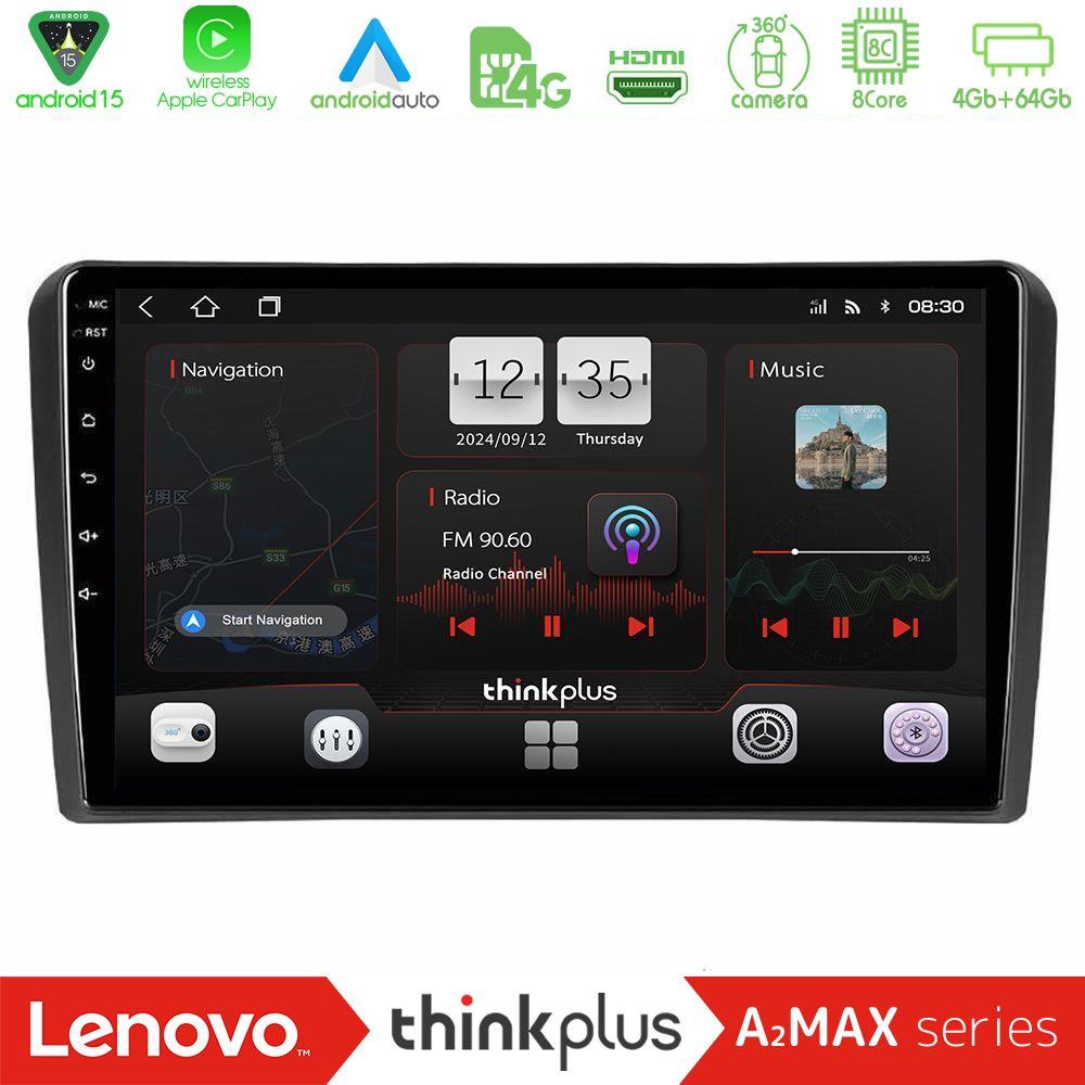 Lenovo Thinkplus A2MAX Series 8Core Android15 4+64GB  Audi A3 8P Navigation Multimedia Tablet 9" - U-SQY-AU0826