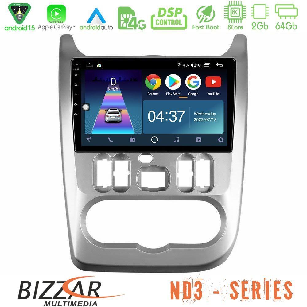Bizzar ND3 Series 8Core Android15 2+64GB  Dacia Duster/Sandero/Logan Navigation Multimedia Tablet 9" - U-ND3-DC0766