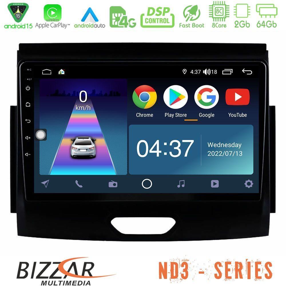 Bizzar ND3 Series 8Core Android15 2+64GB  Ford Ranger 2017-2022 Navigation Multimedia Tablet 9" - U-ND3-FD0496