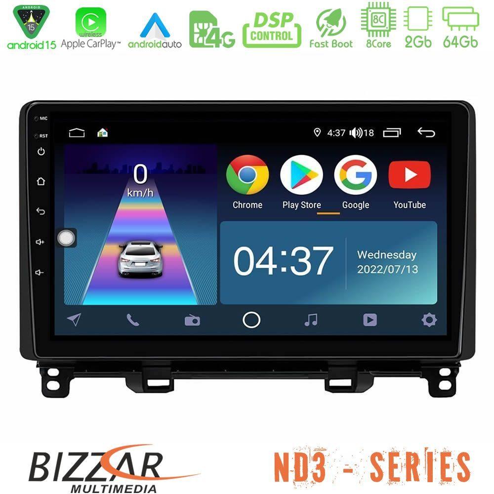Bizzar ND3 Series 8Core Android15 2+64GB  Honda Jazz 2021-2025 Navigation Multimedia Tablet 9" - U-ND3-HD0363