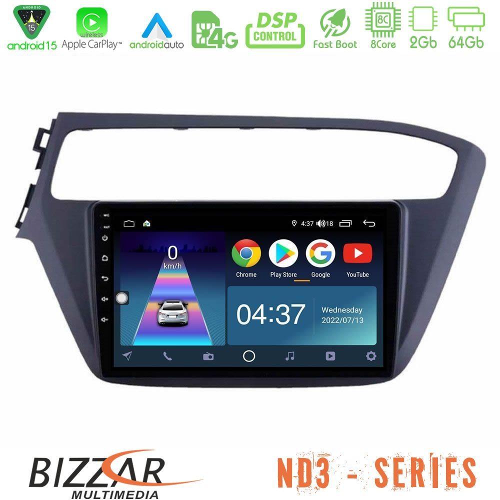 Bizzar ND3 Series 8Core Android15 2+64GB  Hyundai i20 2018-2020 Navigation Multimedia Tablet 9" - U-ND3-HY1961