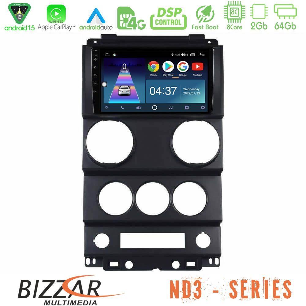 Bizzar ND3 Series 8Core Android15 2+64GB  Jeep Wrangler 2Door 2008-2010 Navigation Multimedia Tablet 9" - U-ND3-JP1037