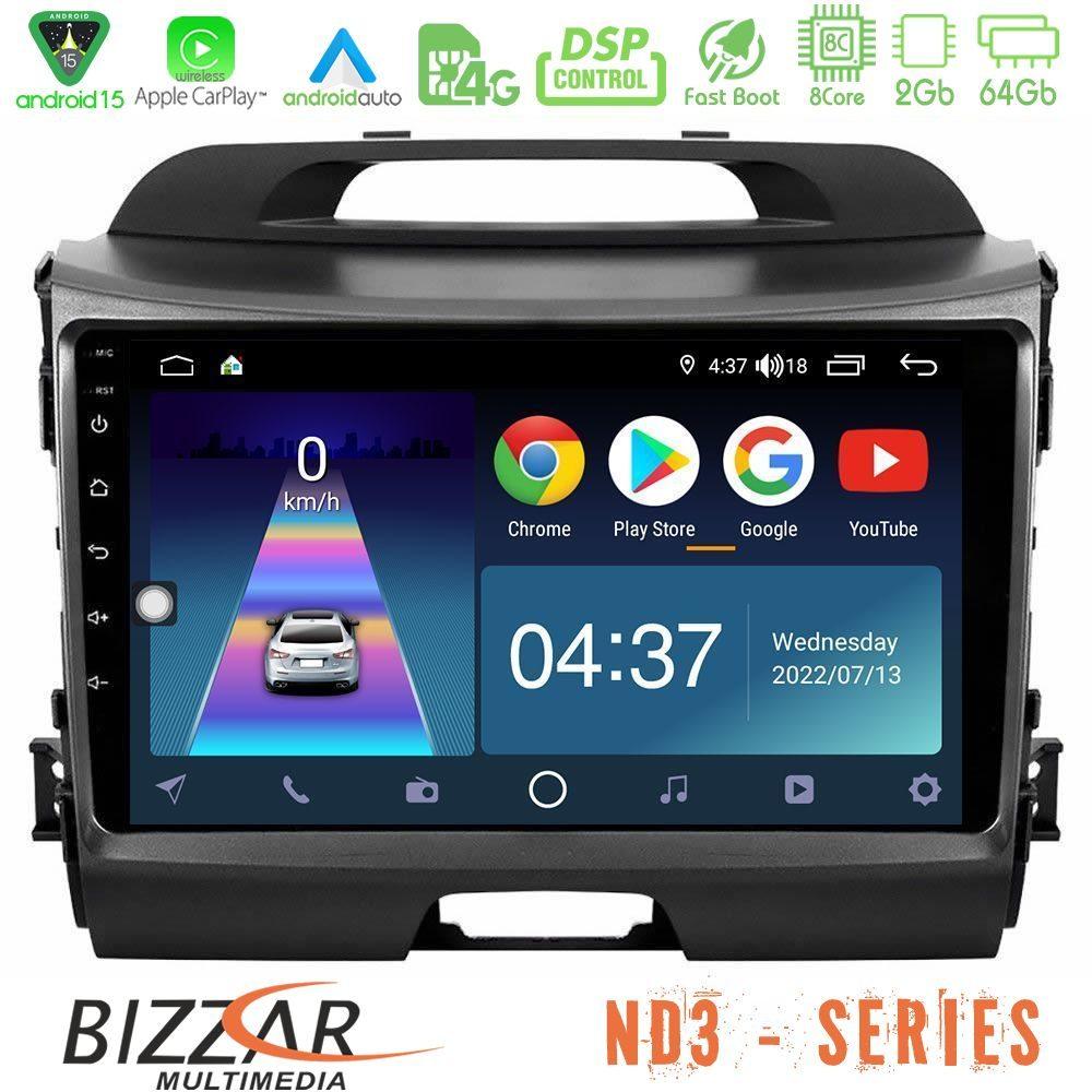 Bizzar ND3 Series 8Core Android15 2+64GB  Kia Sportage Navigation Multimedia Tablet 9" - U-ND3-KI0034