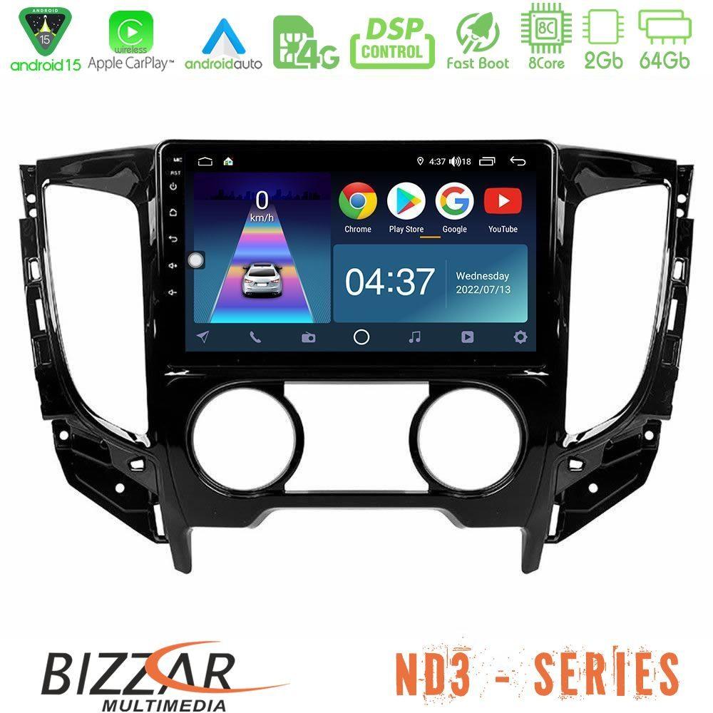 Bizzar ND3 Series 8Core Android15 2+64GB  Mitsubishi L200 2016-> amp; Fiat Fullback (Manual A/C) Navigation Multimedia Tablet 9" - U-ND3-MT0620