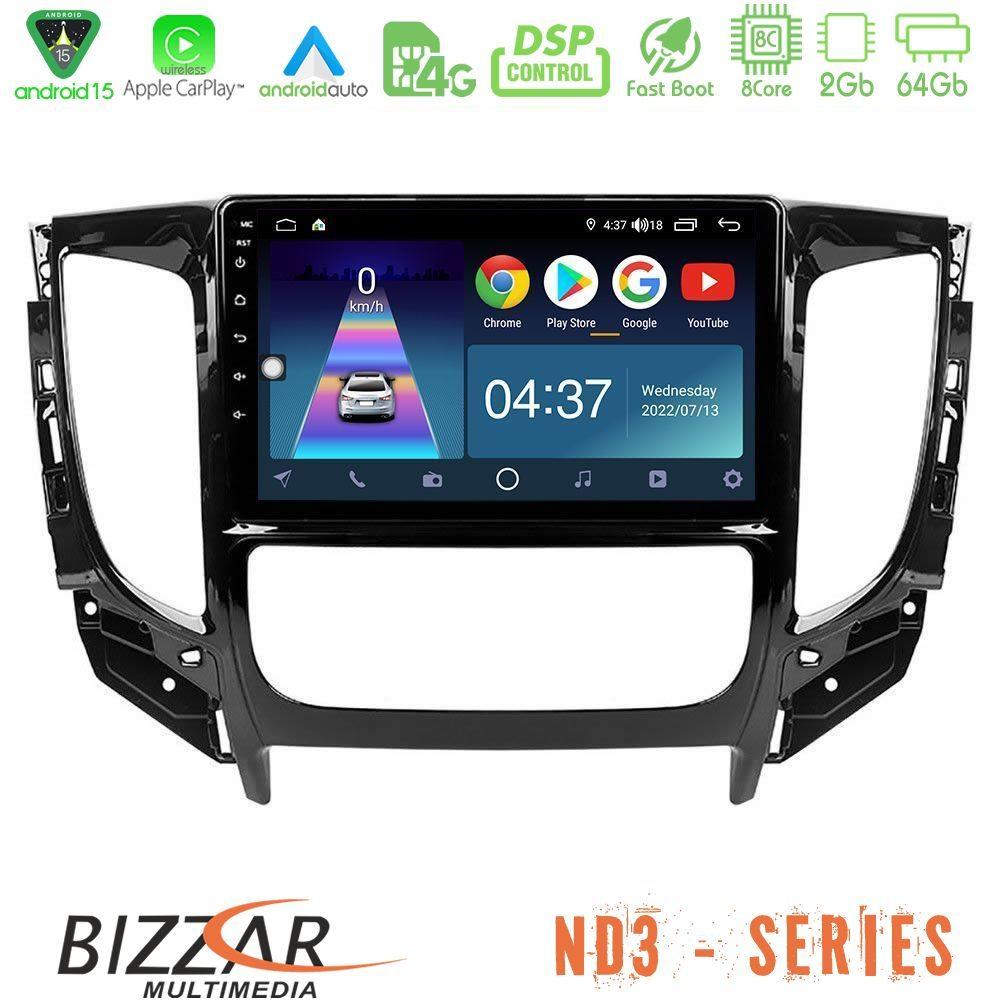 Bizzar ND3 Series 8Core Android15 2+64GB  Mitsubishi L200 2016-> amp; Fiat Fullback (Auto A/C) Navigation Multimedia Tablet 9" - U-ND3-MT0719