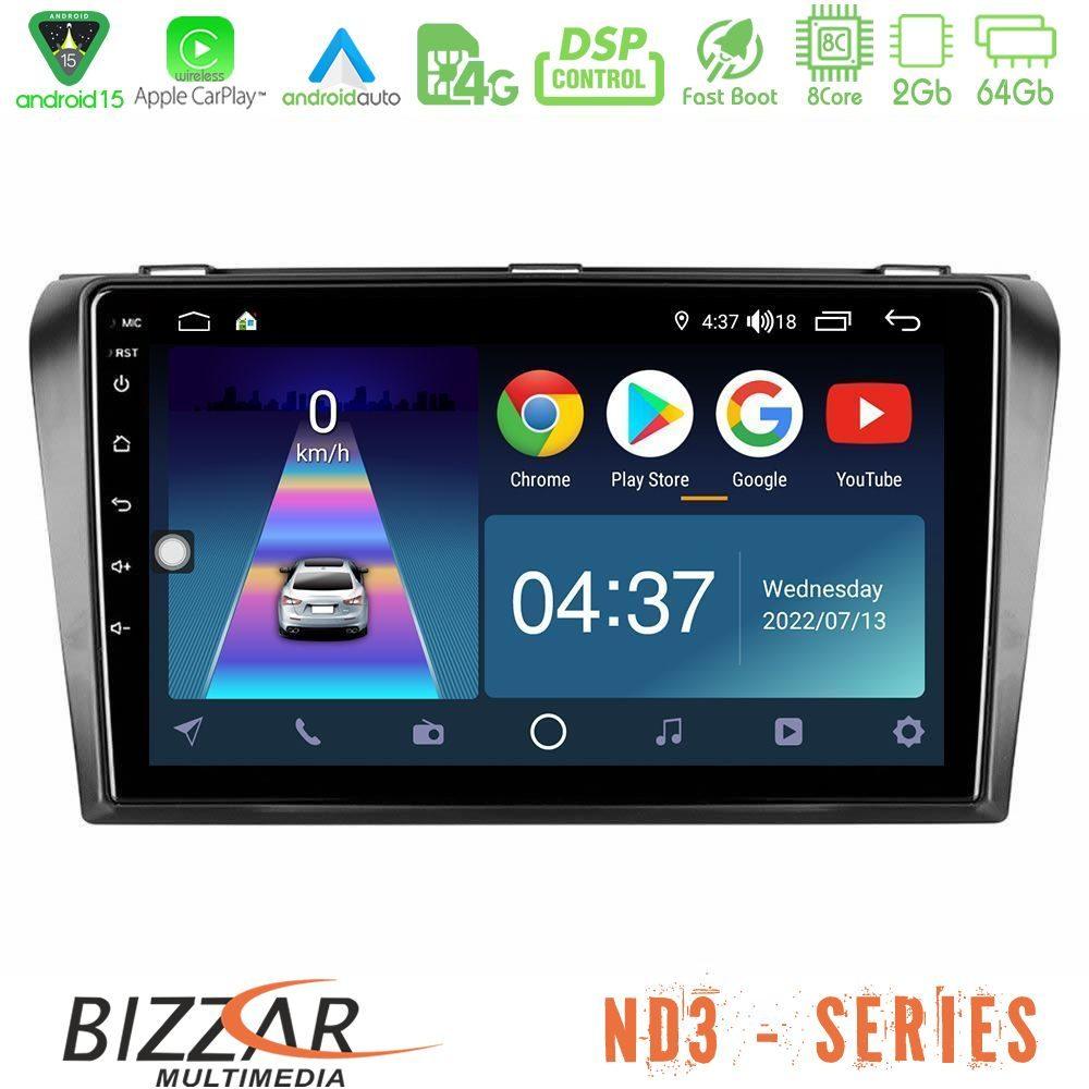 Bizzar ND3 Series 8Core Android15 2+64GB  Mazda 3 2004-2009 Navigation Multimedia Tablet 9" - U-ND3-MZ0245