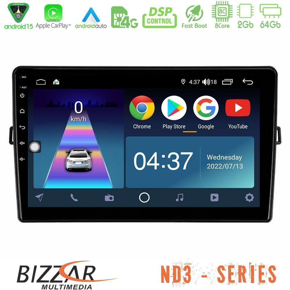 Bizzar ND3 Series 8Core Android15 2+64GB Toyota Auris Navigation Multimedia Tablet 10" - U-ND3-TY472