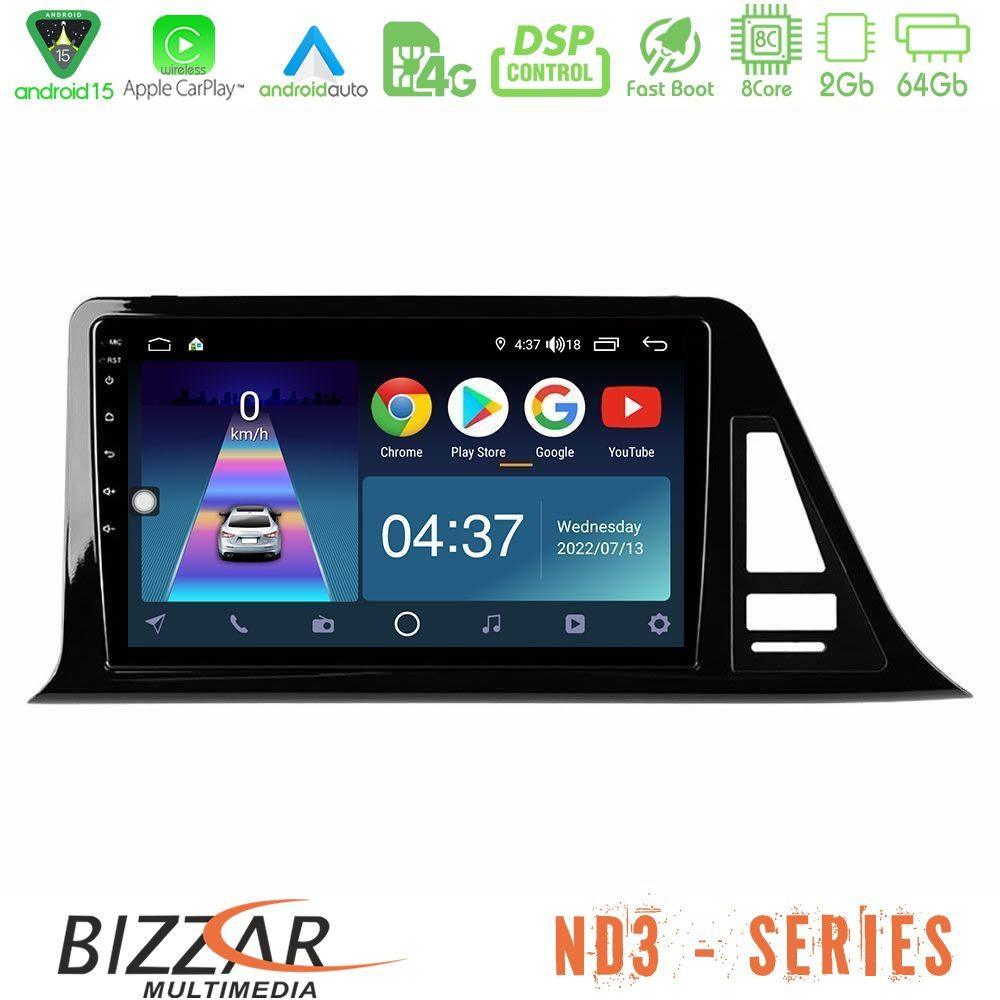 Bizzar ND3 Series 8Core Android15 2+64GB  Toyota CH-R (Χωρίς Εργ.Οθόνη) Navigation Multimedia Tablet 9" - U-ND3-TY0301