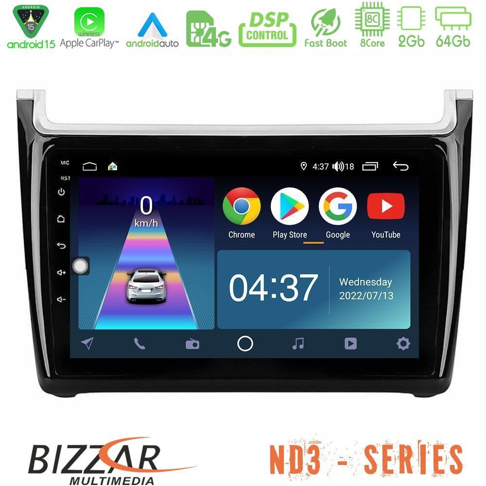 Bizzar ND3 Series 8Core Android15 2+64GB  Vw Polo Navigation Multimedia Tablet 9" - U-ND3-VW6901PB