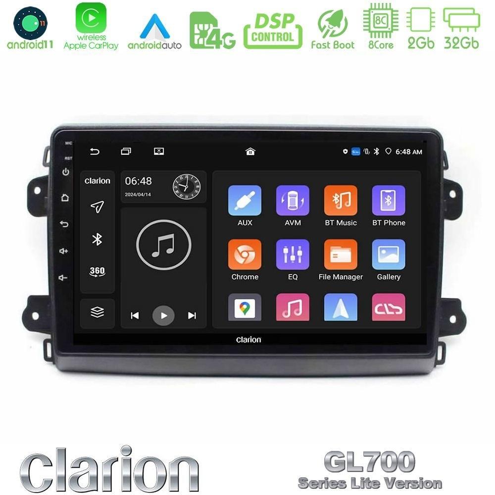 Clarion GL700 Lite Series 8Core Android11 2+32GB Citroen/Fiat/Opel Navigation Multimedia Tablet 9" Με Carplay & Android Auto - U-G72L-FT1984