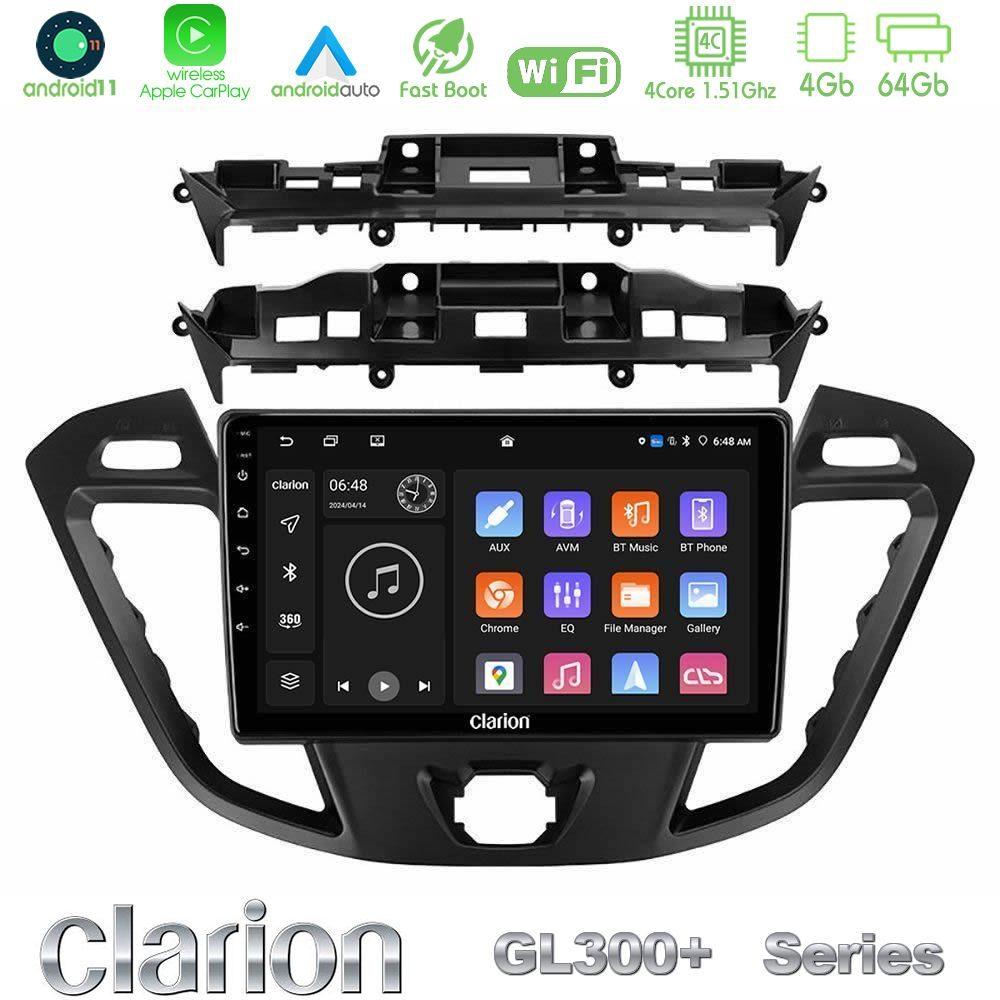 Clarion GL300+ Series 4Core Android11 4+64GB  Ford Transit Custom/Tourneo Custom Navigation Multimedia Tablet 9" - U-GL34-FD680