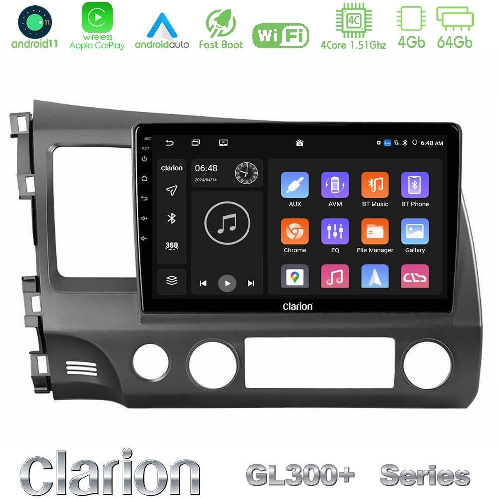 Clarion GL300+ Series 4Core Android11 4+64GB Honda Civic 2006-2011 Navigation Multimedia Tablet 10" - U-GL34-HD0242