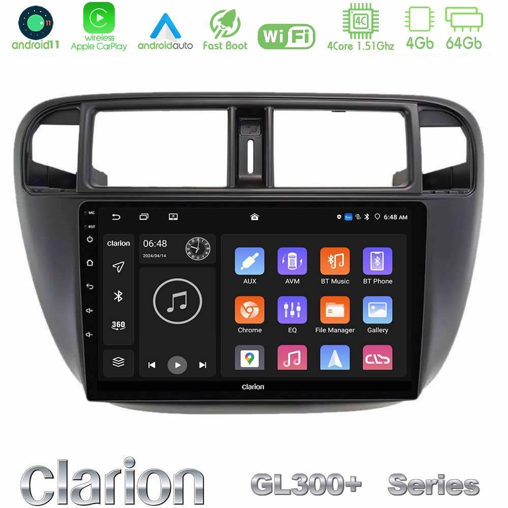 Clarion GL300+ Series 4Core Android11 4+64GB Honda Civic 1995-2001 Navigation Multimedia Tablet 9" - U-GL34-HD2124