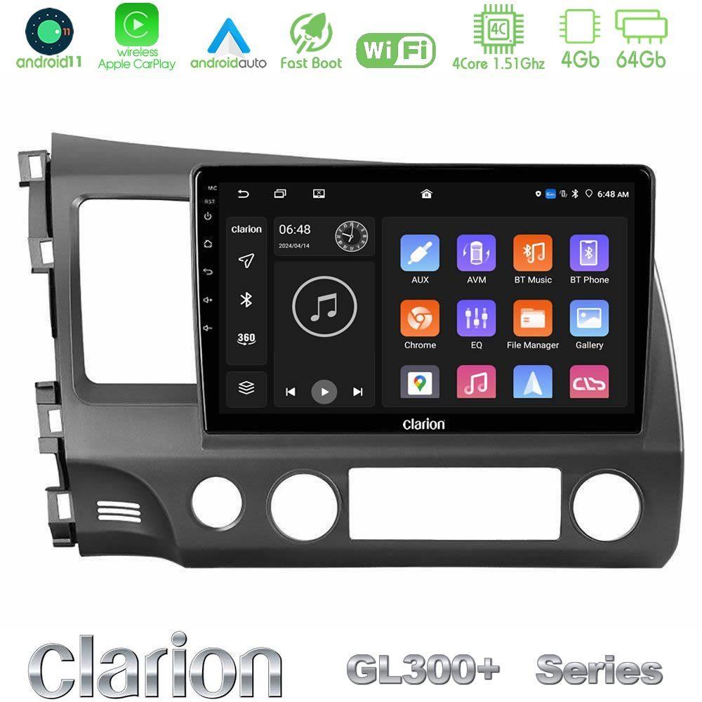 Clarion GL300+ Series 4Core Android11 4+64GB  Honda Civic 2006-2011 Navigation Multimedia Tablet 9" - U-GL34-HD908