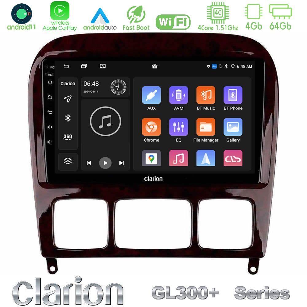 Clarion GL300+ Series 4Core Android11 4+64GB  Mercedes S Class 1999-2004 (W220) Navigation Multimedia Tablet 9" - U-GL34-MB0765