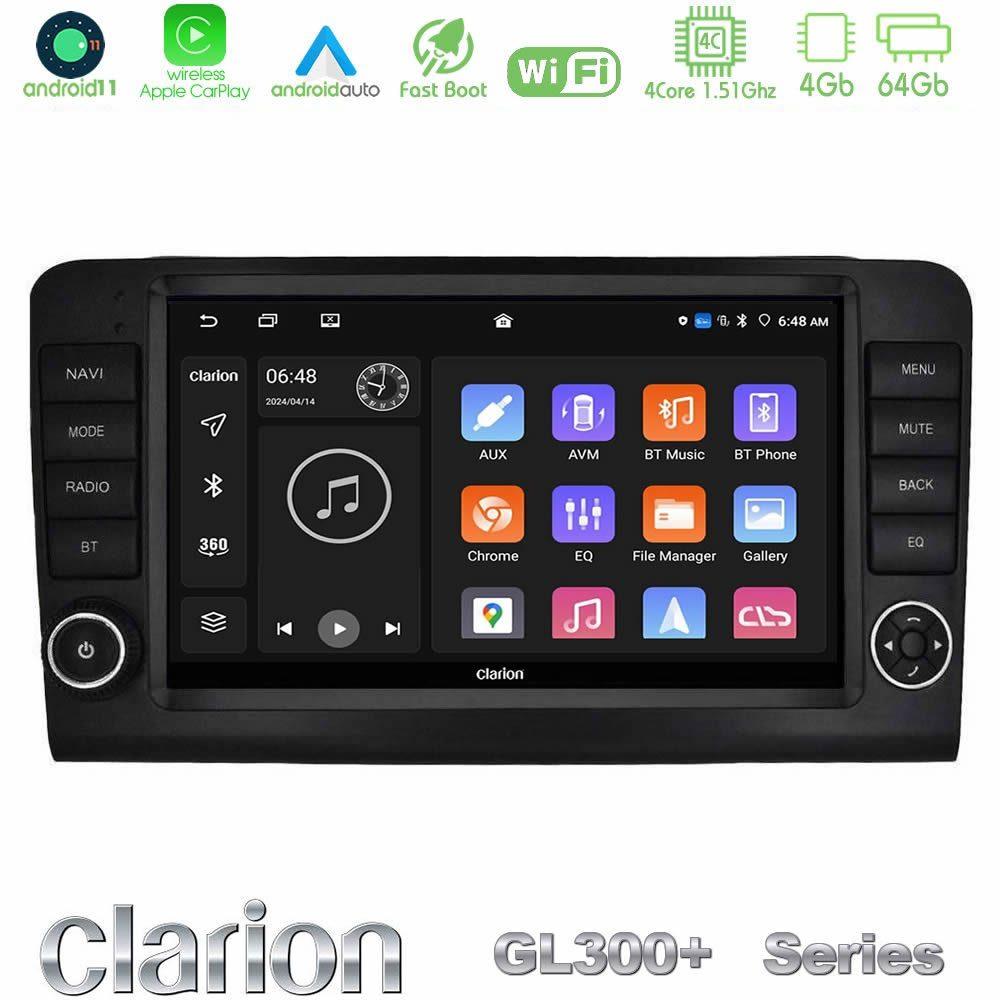 Clarion GL300+ Series 4Core Android11 4+64GB  Mercedes ML/GL Class W164 2006-2011 Navigation Multimedia Tablet 9"    (OEM Look) - U-GL34-MB1851
