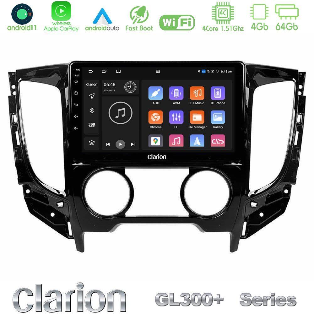 Clarion GL300+ Series 4Core Android11 4+64GB  Mitsubishi L200 2016-> amp; Fiat Fullback (Manual A/C) Navigation Multimedia Tablet 9" - U-GL34-MT0620