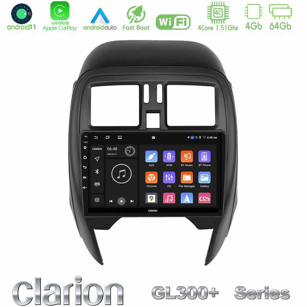 Clarion GL300+ Series 4Core Android11 4+64GB  Nissan Micra 2013-2016 Navigation Multimedia Tablet 9" - U-GL34-NS1065