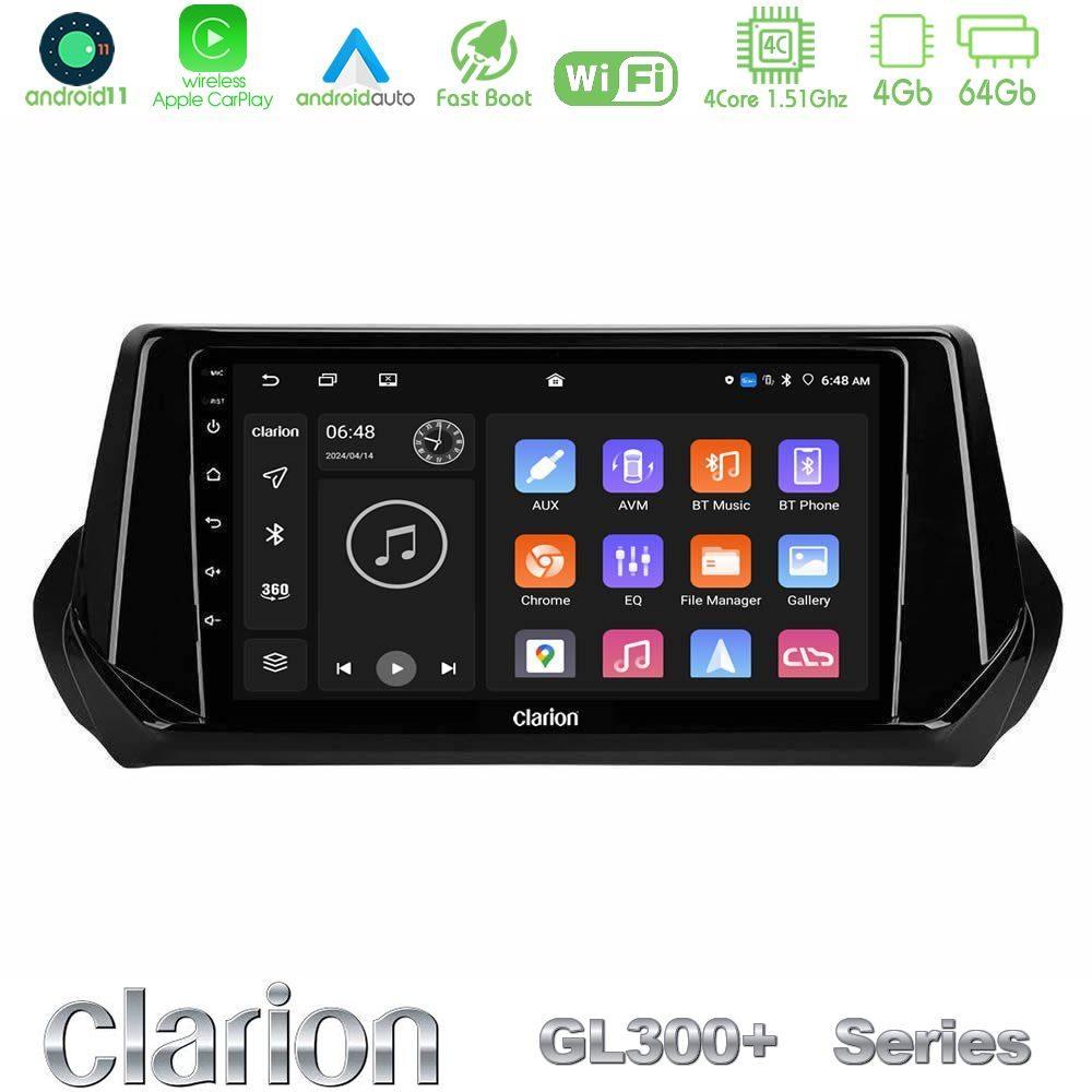 Clarion GL300+ Series 4Core Android11 4+64GB  Peugeot 208 2019-2023 Navigation Multimedia Tablet 9" - U-GL34-PG1071