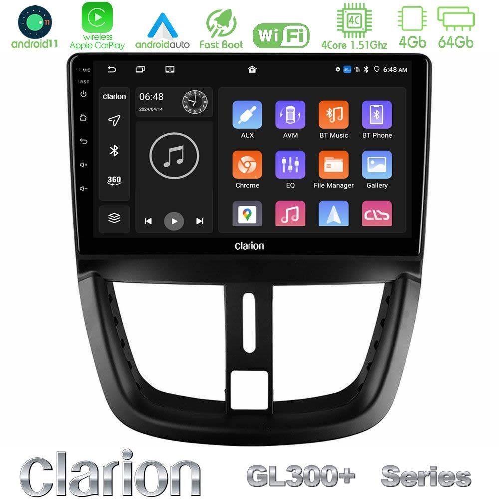 Clarion GL300+ Series 4Core Android11 4+64GB  Peugeot 207 Navigation Multimedia Tablet 9" - U-GL34-PG0688