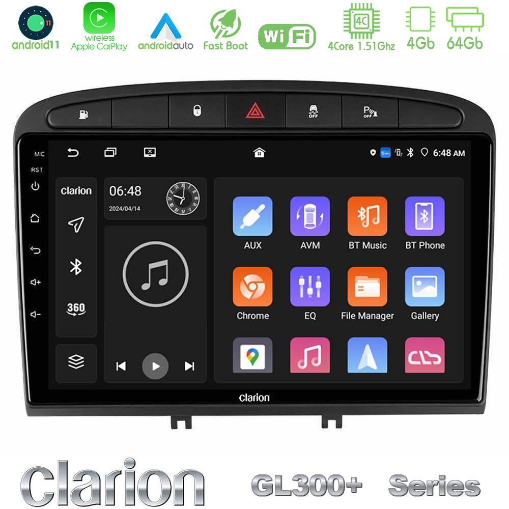 Clarion GL300+ Series 4Core Android11 4+64GB  Peugeot 308/RCZ Navigation Multimedia Tablet 9" - U-GL34-PG705B